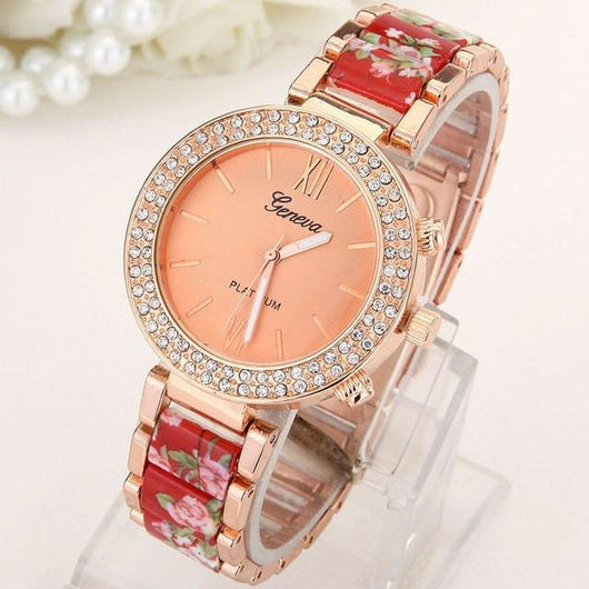 Reloj de Mujer de Aleación Cerámica con Doble Fila de Cristales Estilo Ginebra - Image 4