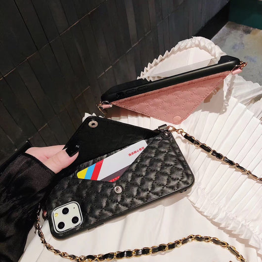 Funda de Cuero para Teléfono con Ranuras de Tarjeta y Cadena Xiaoxiangfeng - Image 3
