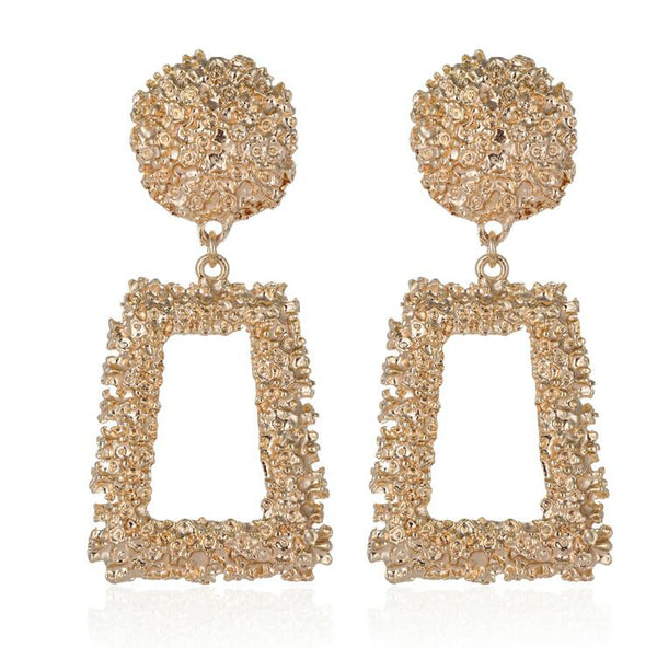 Aretes Geométricos Grandes Vintage - Oro, Plata y Negro
