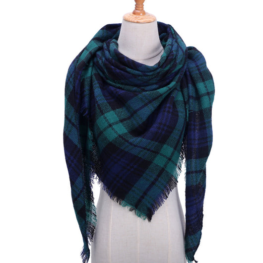 Bufanda de Cashmira Artificial Otoño Invierno Triangular Pareja Cuadros Cálida - Image 12