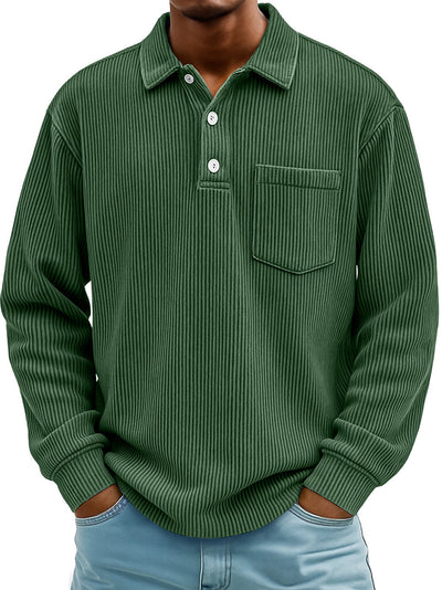 Polo Manga Larga de Pana a Rayas para Hombre - Image 15