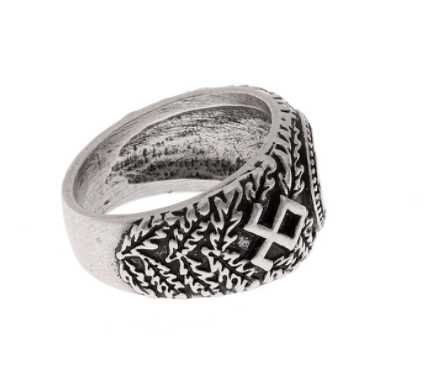 Anillo Nórdico de Runas Vikingas para Hombre en Plata Antigua - Image 2