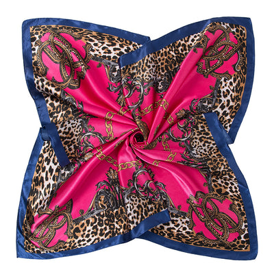 Pañuelo Cuadrado Grande Estampado Leopardo y Cadena - Imitación Seda Malasia - Image 12