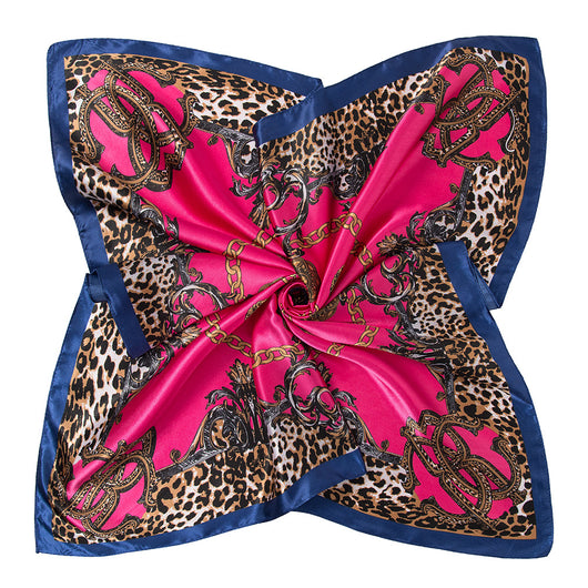 Pañuelo Cuadrado Grande Estampado Leopardo y Cadena - Imitación Seda Malasia - Image 12