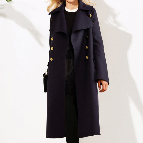 Abrigo de Lana Estilo Militar Doble Botonadura Corte Oversize