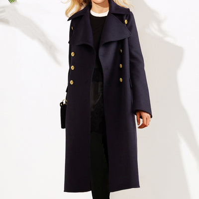 Abrigo de Lana Estilo Militar Doble Botonadura Corte Oversize