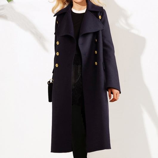Abrigo de Lana Estilo Militar Doble Botonadura Corte Oversize