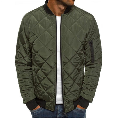 Abrigo de Invierno para Hombre con Diseño de Costura Rombo y Cuello de Pie - Image 12