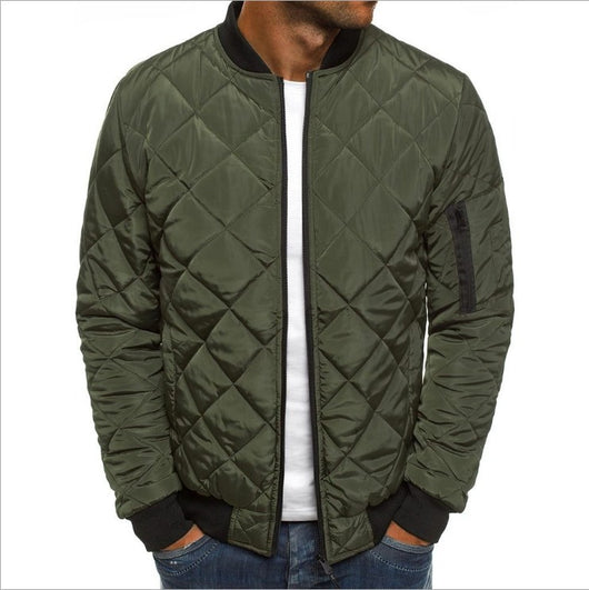 Abrigo de Invierno para Hombre con Diseño de Costura Rombo y Cuello de Pie - Image 12