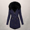 Chaqueta Acolchada de Algodón con Cuello de Lana - Largo Medio