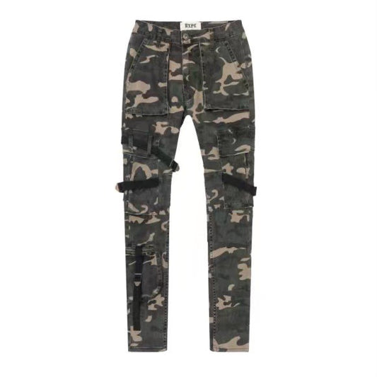 Pantalones Cargo Slim Camuflaje con Bolsillos Funcionales