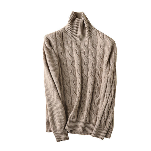 Suéter de Cuello Alto en Cashmere con Tejido Retorcido para Mujer - Image 6