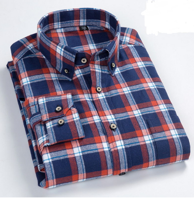 Camisa de Algodón a Cuadros para Hombre Talla Grande - Manga Larga Clásica - Image 4