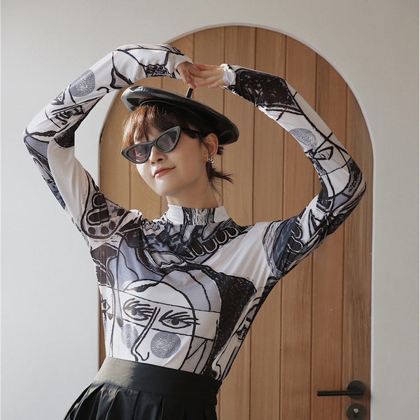 Remera con Estampa de Óleo Artístico
