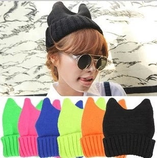 Gorro de Lana Coreano con Orejas de Gato