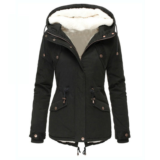 Chaqueta Acolchada con Capucha y Cordones de Algodón Puro
