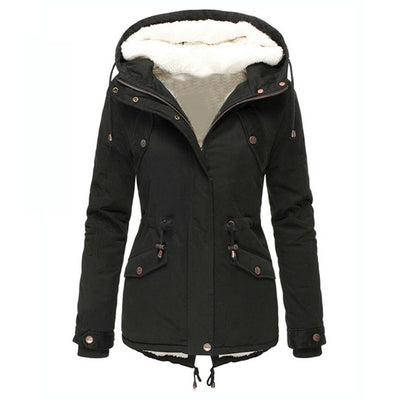 Chaqueta Acolchada con Capucha y Cordones de Algodón Puro