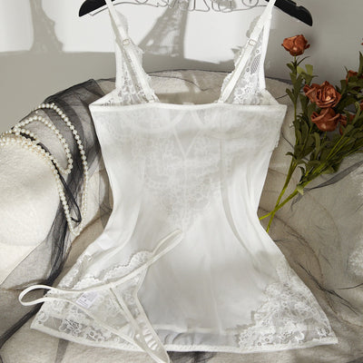 Pijama Sensual de Tul Transparente con Encaje y Recortes para Mujer - Image 4