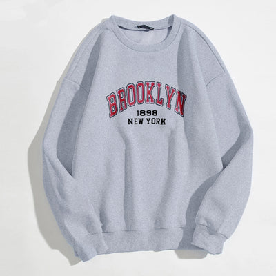 Blusa Suelta de Manga Larga con Letras - Diseño Rejuvenecedor en Colores Sólidos - Image 23