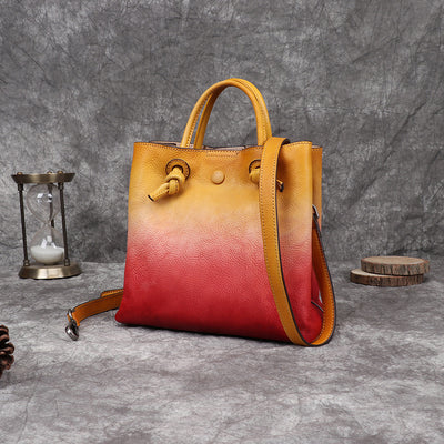 Bolso de Cuero con Efecto Teñido a Mano y Correa Diagonal - Image 7