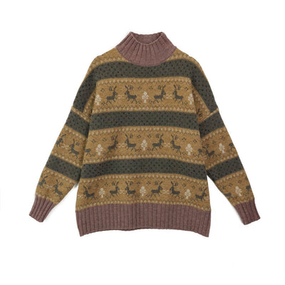 Suéter Navideño Holgado para Mujer - Diseño Ciervo Relajado - Image 3