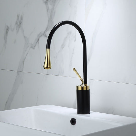Grifo de Lavabo Giratorio en Cobre Dorado con Diseño Gota de Agua - Image 21