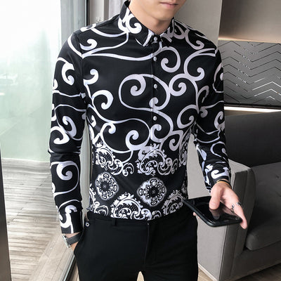 Camisa de Manga Larga Estampada Digital para Hombre - Talla Grande - Image 4