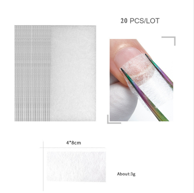 Kit de 20 Tiras de Seda Fiberglass para Extensiones de Uñas UV - Gel Constructor DIY - Image 5