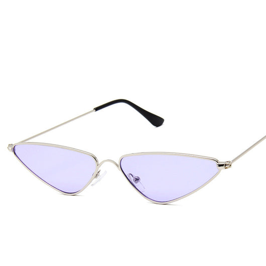Small frame triangle sunglasses with silver metal frames and vibrant yellow lenses, featuring black temple tips. - Image 7