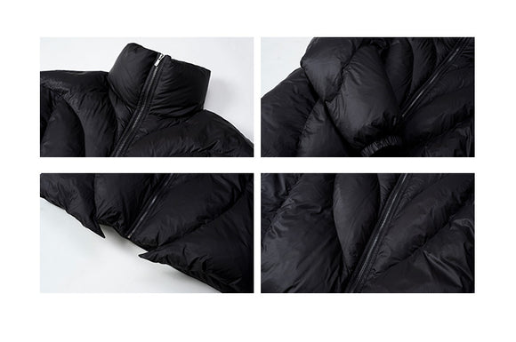 Abrigo de Invierno Grueso con Cuello de Pie Negro
