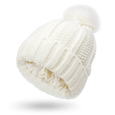 Gorro Tejido de Invierno con Pompón de Pelaje Sintético para Mujer - Image 12