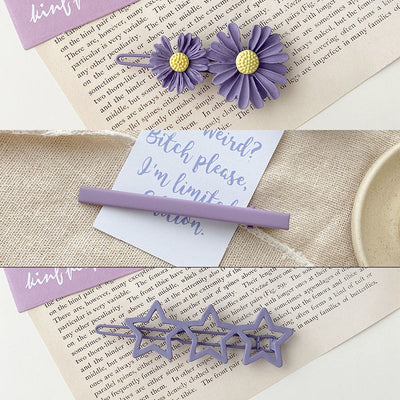 Pinza Lateral para Cabello con Flor Púrpura y Corazón - Image 12