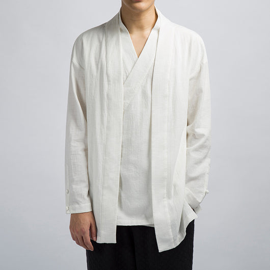 Abrigo Falsa Dos Piezas en Lino - Top de Moda Talla Grande - Image 6