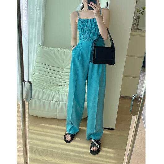 Pantalón Negro de Pierna Ancha con Pliegues para Mujer - Corte Casual - Image 2