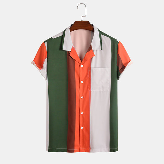 Camisa Casual de Rayas Bicolor para Hombre - Estilo Europeo y Americano - Image 8