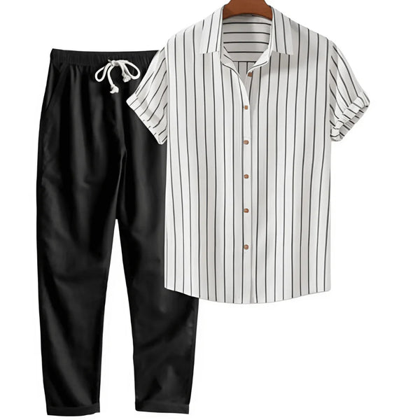 Traje Casual Hombre Estampado Manga Corta - Conjunto Moderno y Versátil