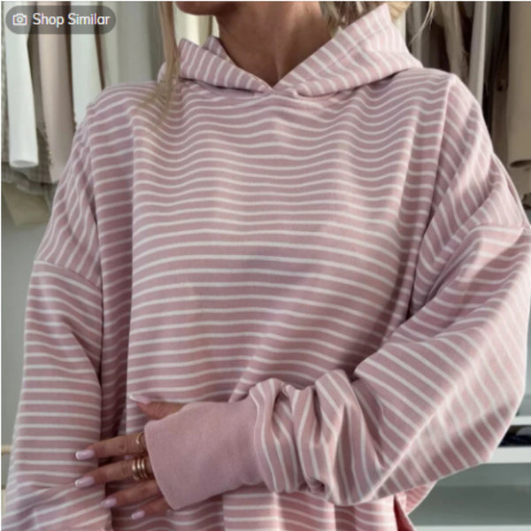 Sudadera Holgada con Agujeros para Pulgares y Hombros Descubiertos