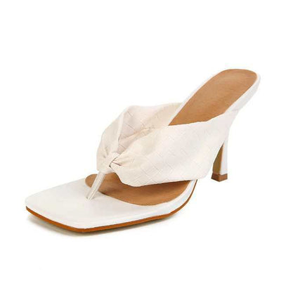 Sandalias de Tacón Stiletto Punta Cuadrada con Patrón Espiga - Image 4