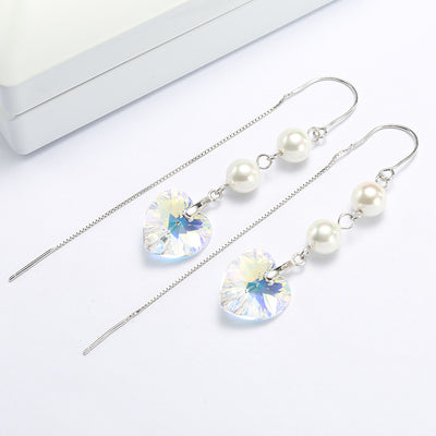 Aretes de Moda Femenina con Perlas de Cristal en Forma de Corazón - Image 10