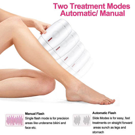 White home laser hair removal instrument with a sleek design, featuring a circular control button and red indicator lights. - Image 2