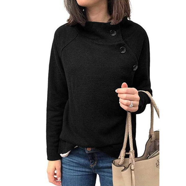 Blusa Clásica de Cuello Redondo con Botones y Mangas Largas