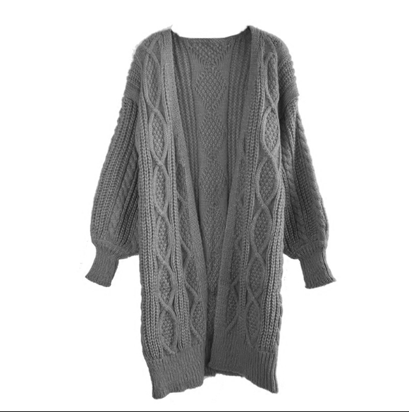 Cardigan Largo de Punto para Mujer con Mangas Farol - Suéter Poncho Casual Otoño Invierno