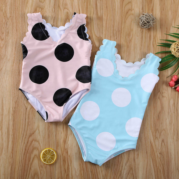 Traje de Baño Infantil de Una Pieza con Lunares