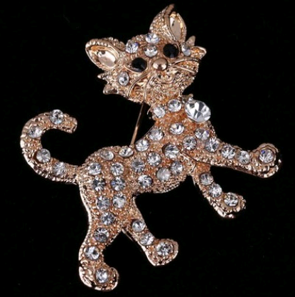 Broche Tigre de Cristal Chapado en Oro con Destello Completo - Regalo de Lujo
