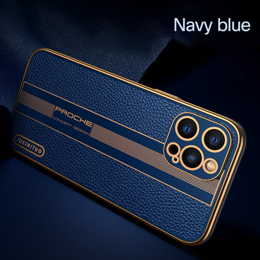 Funda de Cuero Premium para iPhone con Protección Total de Lentes