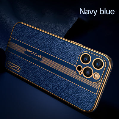 Funda de Cuero Premium para iPhone con Protección Total de Lentes