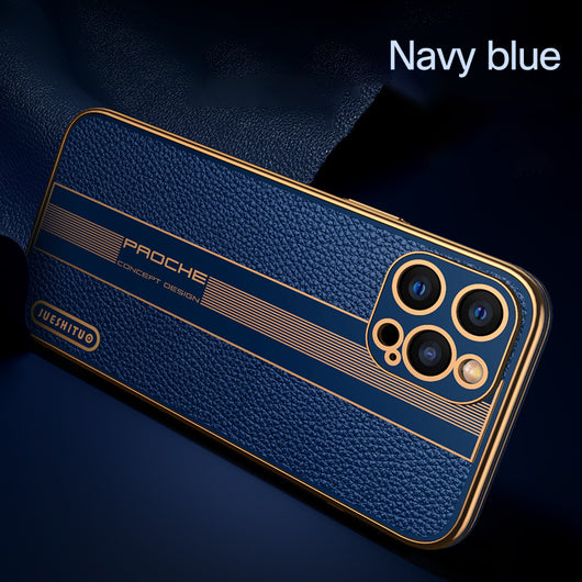Funda de Cuero Premium para iPhone con Protección Total de Lentes