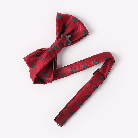 Corbata de Moño Navideño con Patrón de Árbol y Copos de Nieve - Image 3
