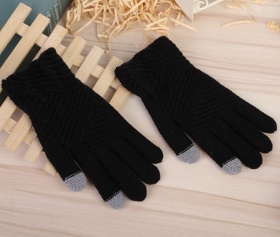 Guantes de Invierno para Mujer Tejidos de Lana - Manoplas Inteligentes Rayas Elegantes - Image 4