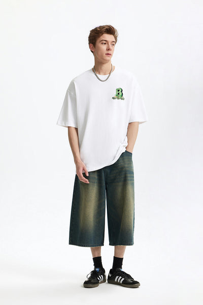 Camiseta Suelta Personalizada Letra B Estilo Urbano Casual para Hombre - Image 9